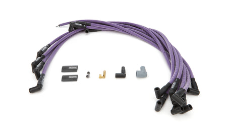 Scott Performance High Performance Spiral Core 10 mm Spark Plug Wire Set - Purple - 90 Degree Plug Boots - Small Block Chevy