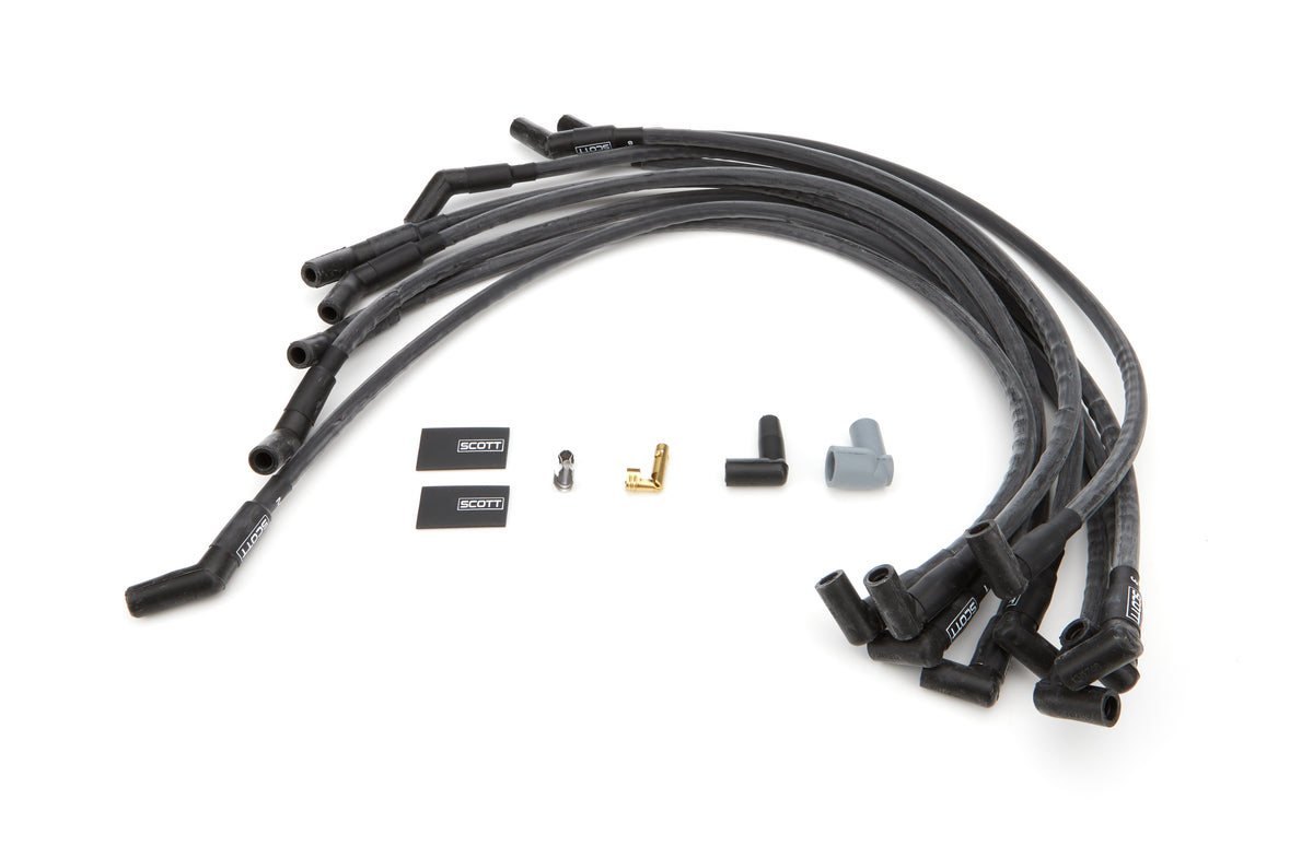 Scott Performance High Performance Spiral Core 10 mm Spark Plug Wire Set - Black - 90 Degree Plug Boots - Big Block Chevy CH-415-1