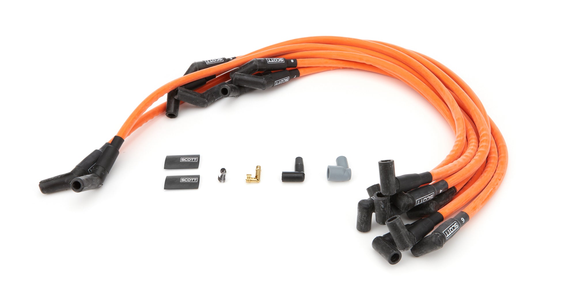 Scott Performance High Performance Spiral Core 10 mm Spark Plug Wire Set - Orange - 90 Degree Plug Boots - Big Block Chevy