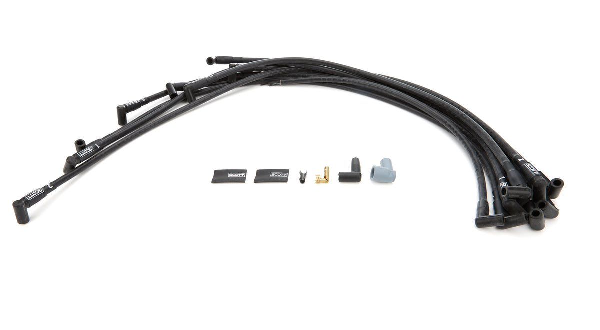Scott Performance High Performance Spiral Core 10 mm Spark Plug Wire Set - Black - 90 Degree Plug Boots - Big Block Chevy CH-416-1