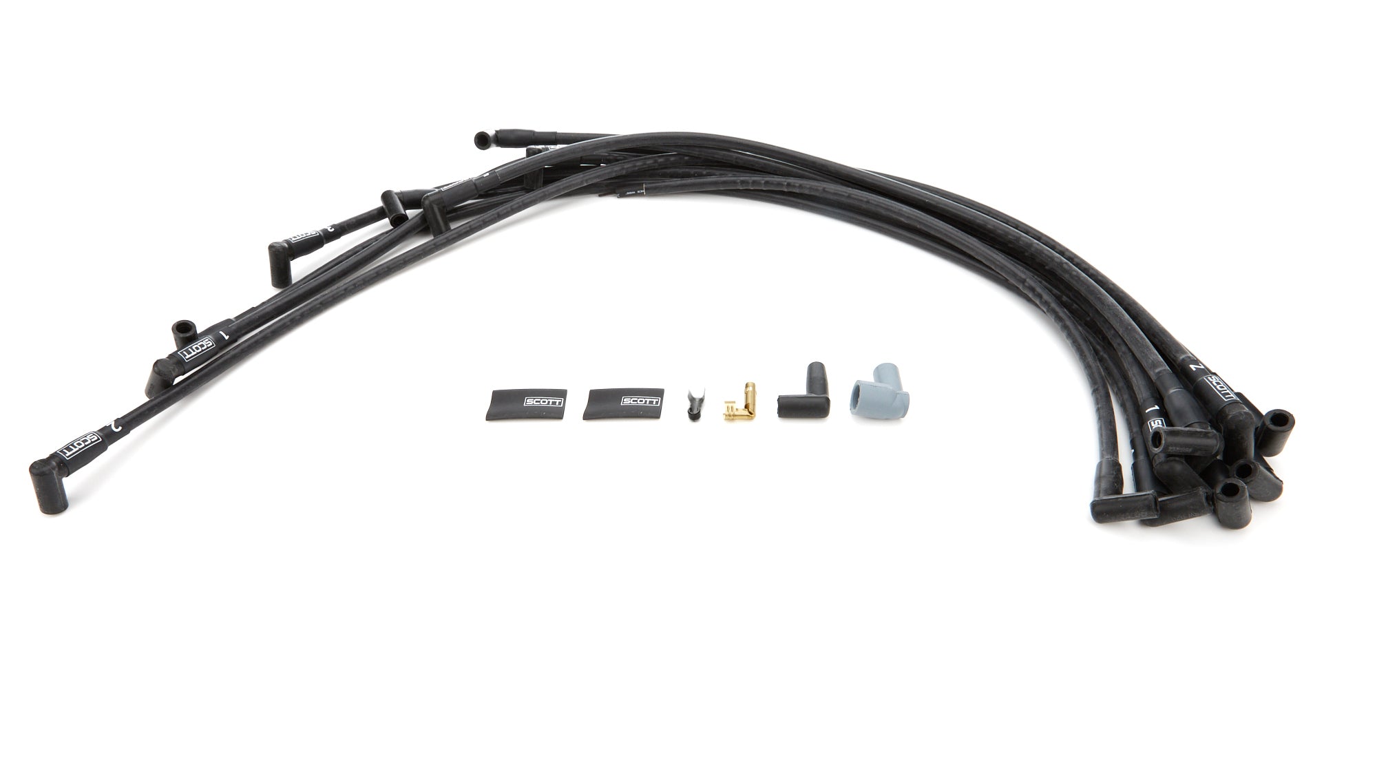 Scott Performance High Performance Spiral Core 10 mm Spark Plug Wire Set - Black - 90 Degree Plug Boots - Big Block Chevy CH-416-1