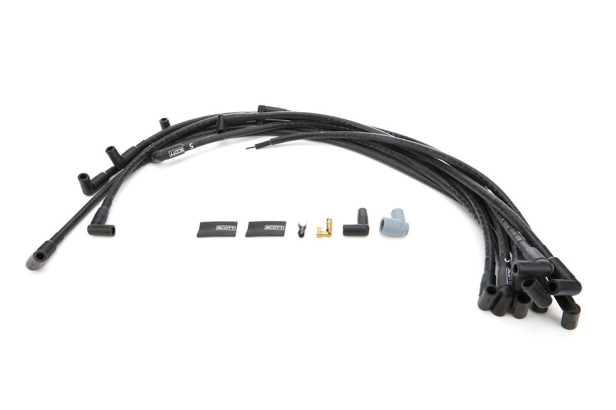 Scott Performance High Performance Spiral Core 10 mm Spark Plug Wire Set - Black - 90 Degree Plug Boots - Big Block Chevy CH-516-1