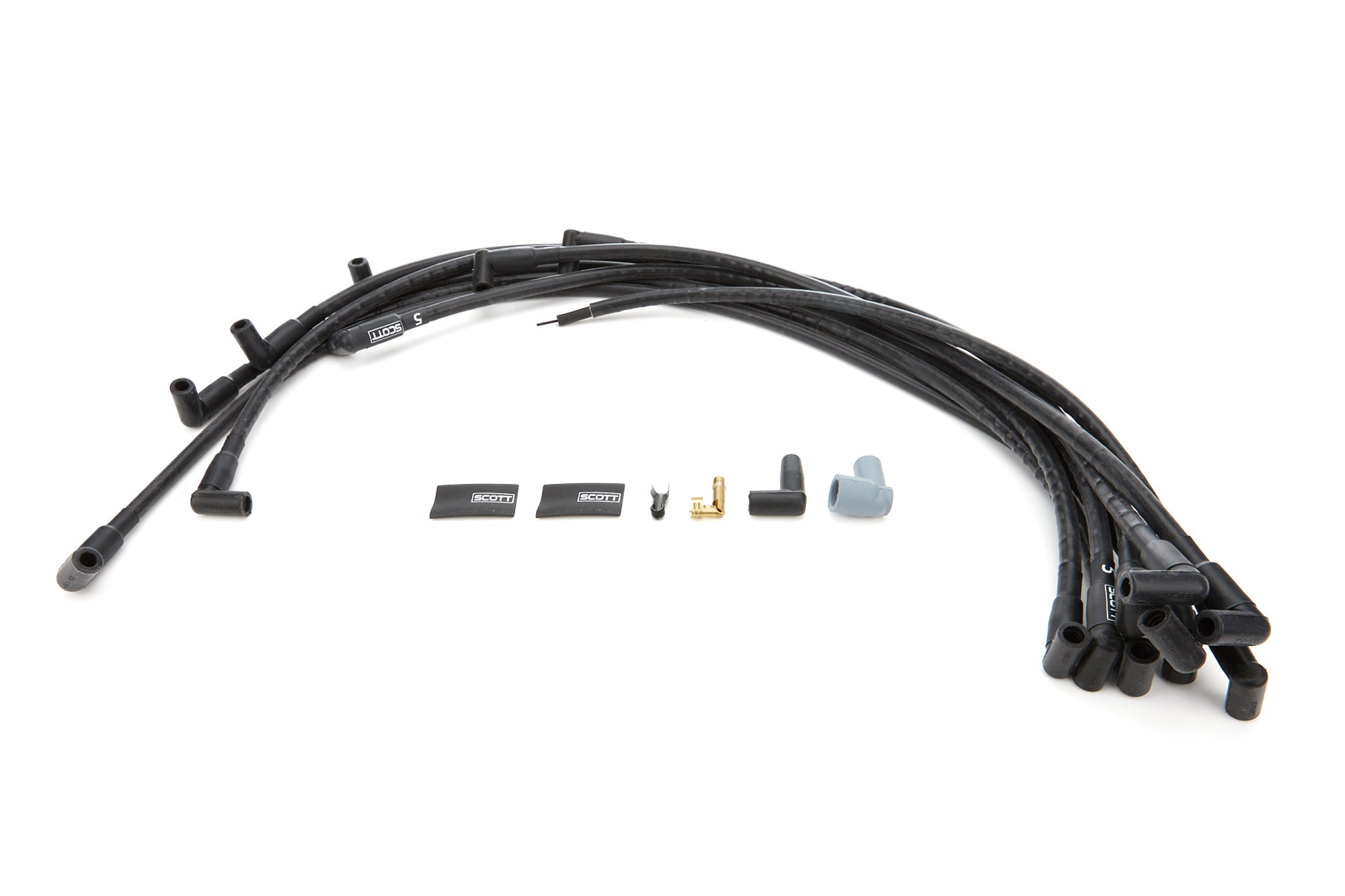 Scott Performance High Performance Spiral Core 10 mm Spark Plug Wire Set - Black - 90 Degree Plug Boots - Big Block Chevy CH-516-1