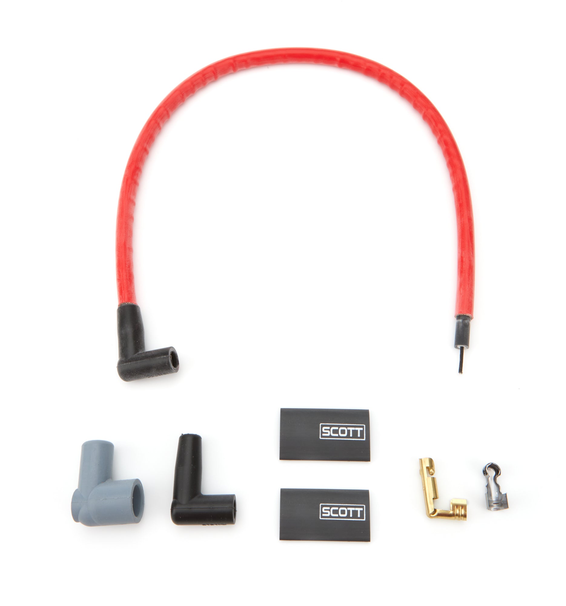 Scott Performance 10 mm Sleeved Coil Wire - 24 in Long - 90 Degree Boots - HEI / Socket Style - Red