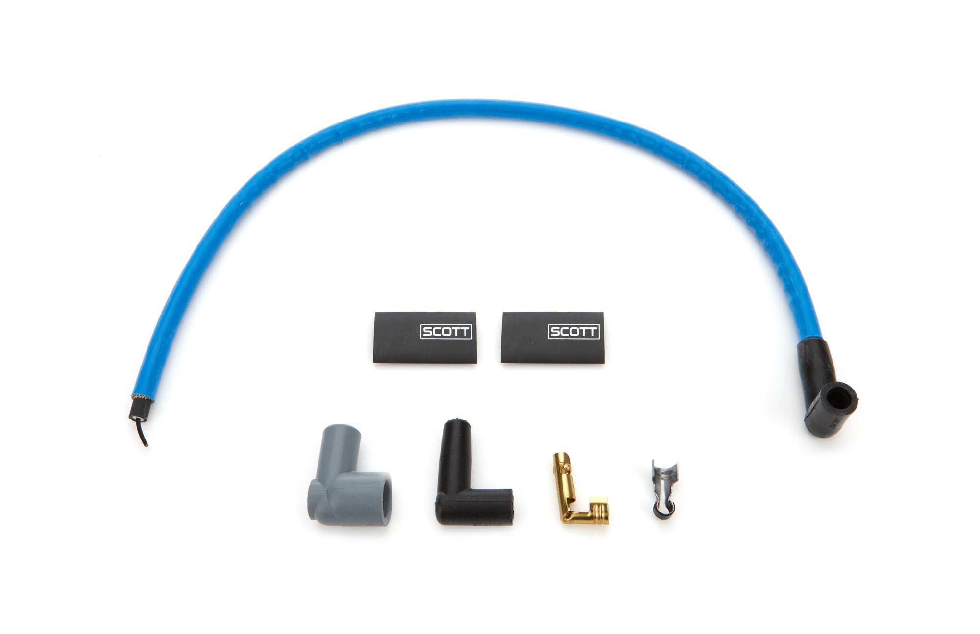 Scott Performance 10 mm Sleeved Coil Wire - 24 in Long - 90 Degree Boots - HEI / Socket Style - Blue