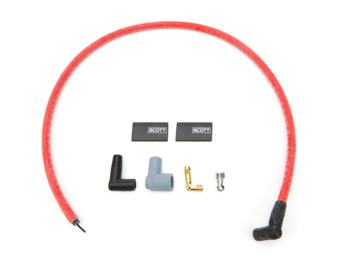 Scott Performance 10 mm Sleeved Coil Wire - 36 in Long - 90 Degree Boots - HEI / Socket Style - Red