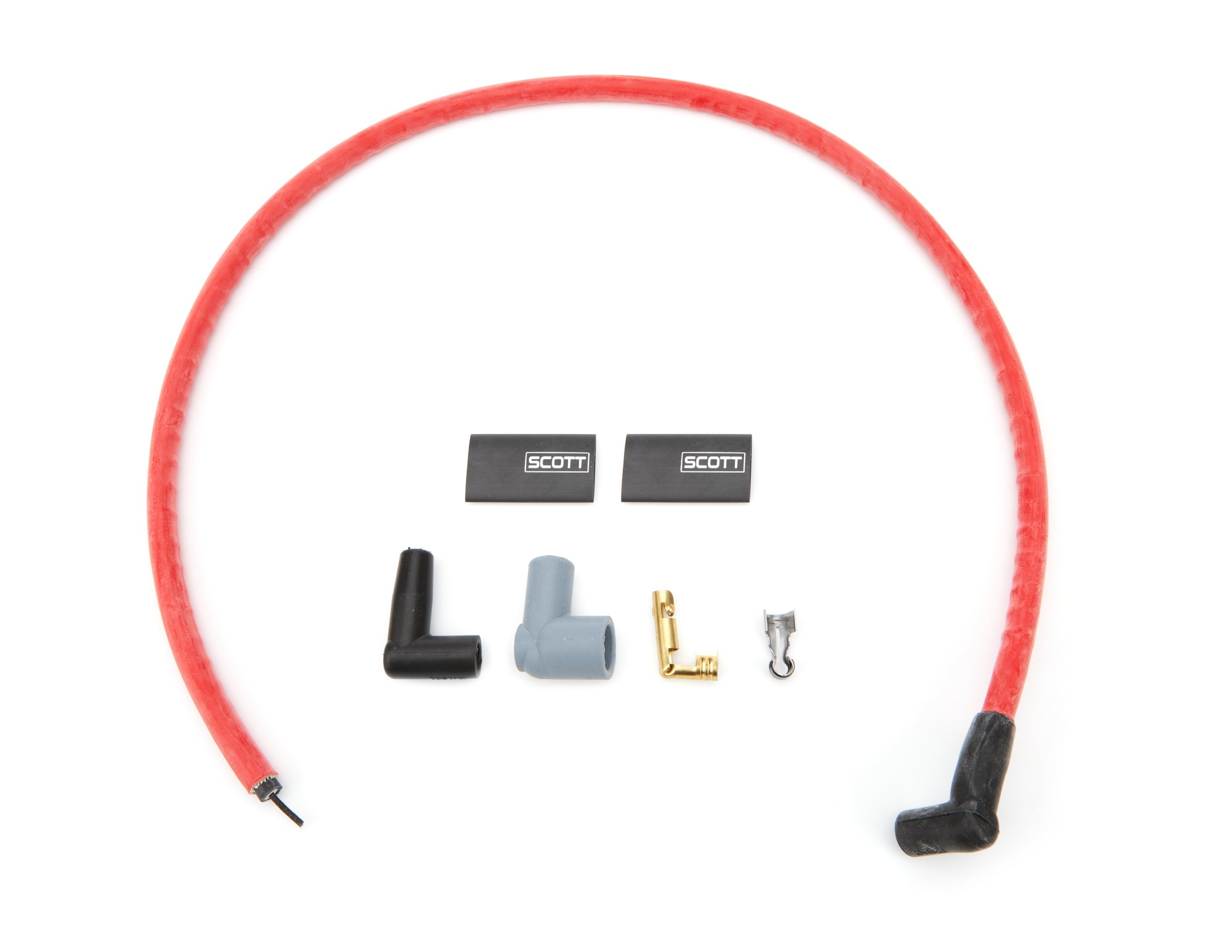 Scott Performance 10 mm Sleeved Coil Wire - 36 in Long - 90 Degree Boots - HEI / Socket Style - Red