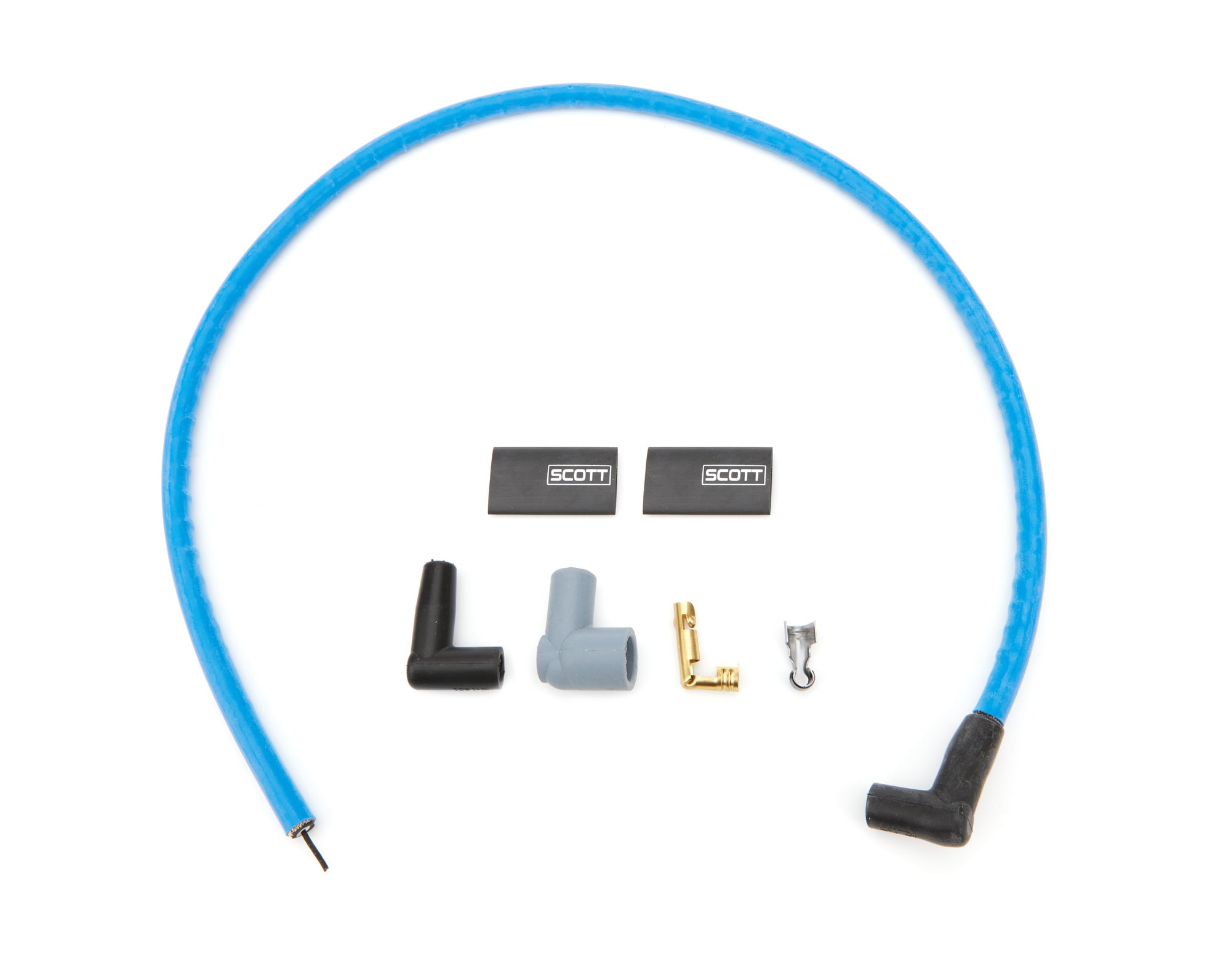 Scott Performance 10 mm Sleeved Coil Wire - 36 in Long - 90 Degree Boots - HEI / Socket Style - Blue