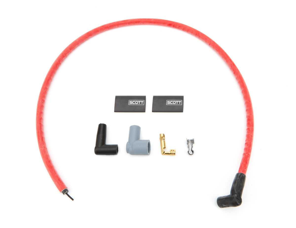 Scott Performance 10 mm Sleeved Coil Wire - 48 in Long - 90 Degree Boots - HEI / Socket Style - Red