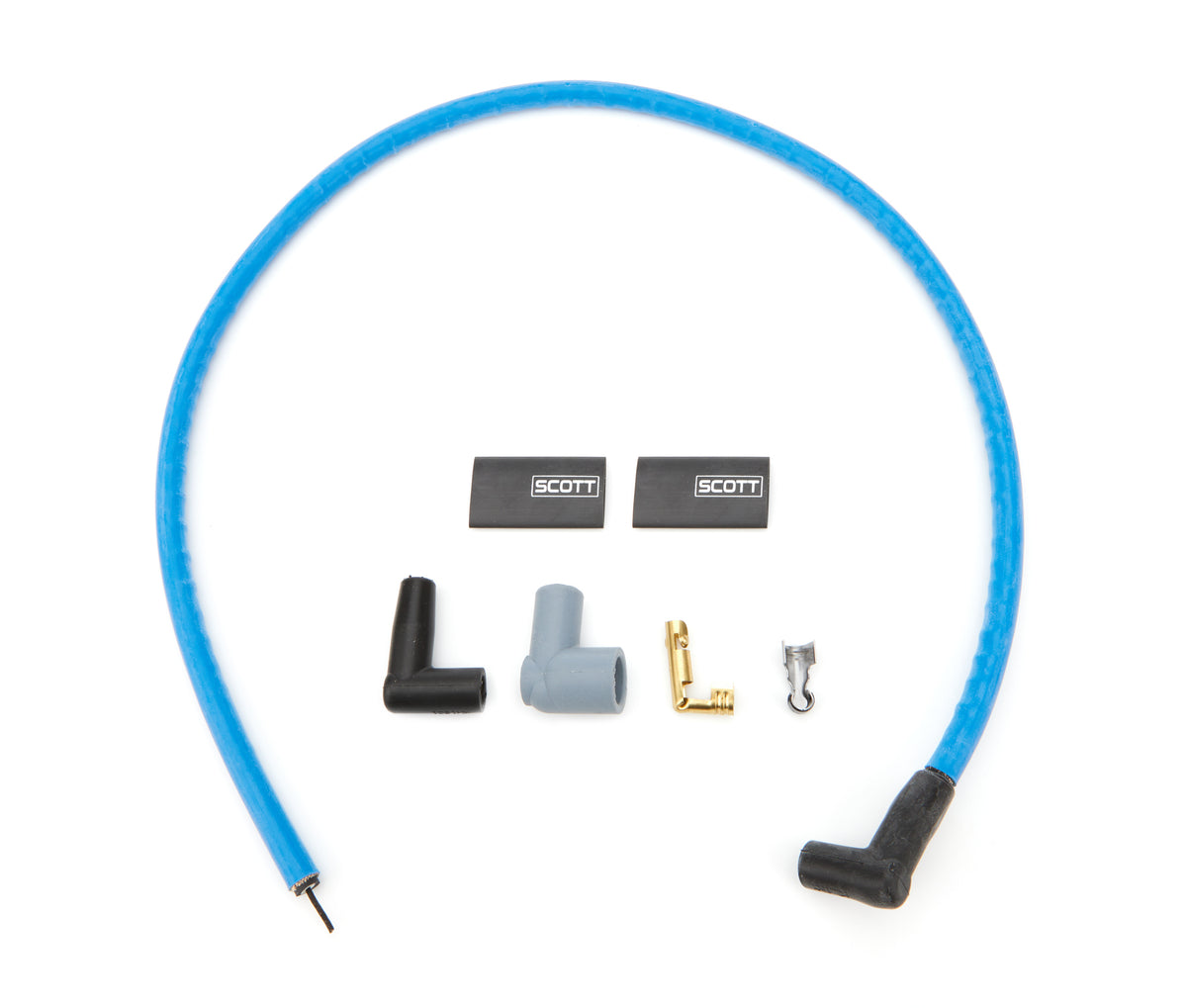 Scott Performance 10 mm Sleeved Coil Wire - 48 in Long - 90 Degree Boots - HEI / Socket Style - Blue