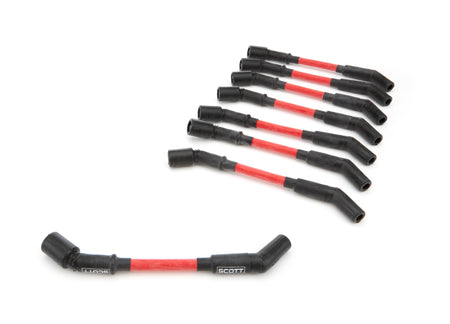 Scott Performance High Performance Spiral Core 10 mm Spark Plug Wire Set - Red - 45 Degree Plug Boots - GM LS-Series