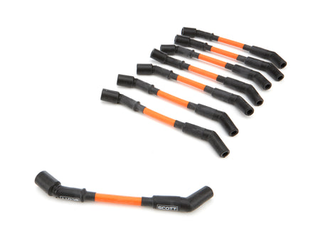 Scott Performance High Performance Spiral Core 10 mm Spark Plug Wire Set - Orange - 45 Degree Plug Boots - GM LS-Series