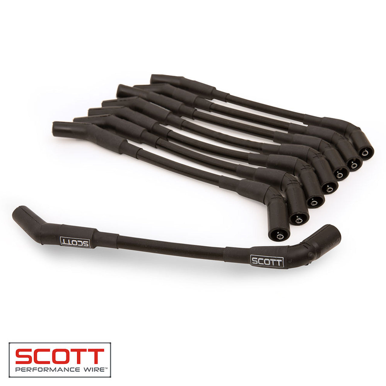 Scott Performance High Performance Spiral Core 10 mm Spark Plug Wire Set - Gray - 45 Degree Plug Boots - GM LS-Series