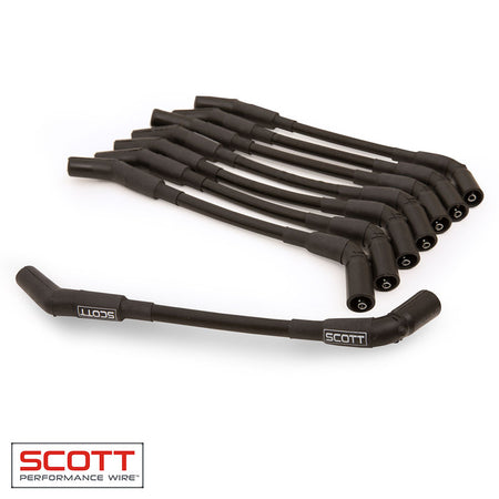 Scott Performance High Performance Spiral Core 10 mm Spark Plug Wire Set - Gray - 45 Degree Plug Boots - GM LS-Series