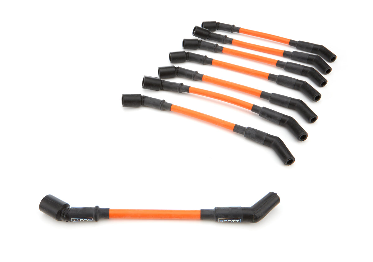 Scott Performance High Performance Spiral Core 10 mm Spark Plug Wire Set - Orange - 45 Degree Plug Boots - GM LS-Series