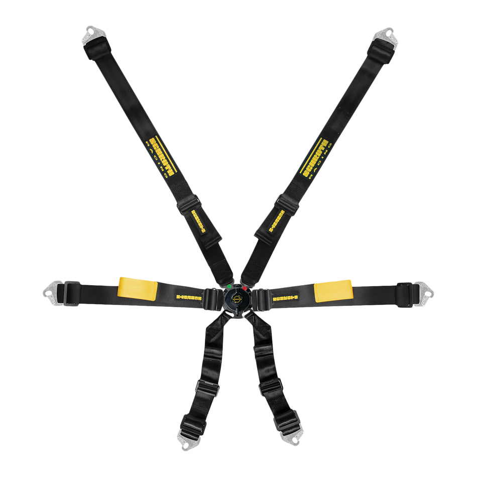 Schroth 6 Point Enduro 2x2 Camlock Harness - Pull Down Adjust - Clip-In/Wrap Around - Black