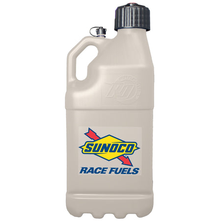 Sunoco Motorsports 5 Gallon Utility Jug - 9.5 x 9.5 x 23 in Tall - O-Ring Seal Cap - Screw-On Vent - Square - Tan