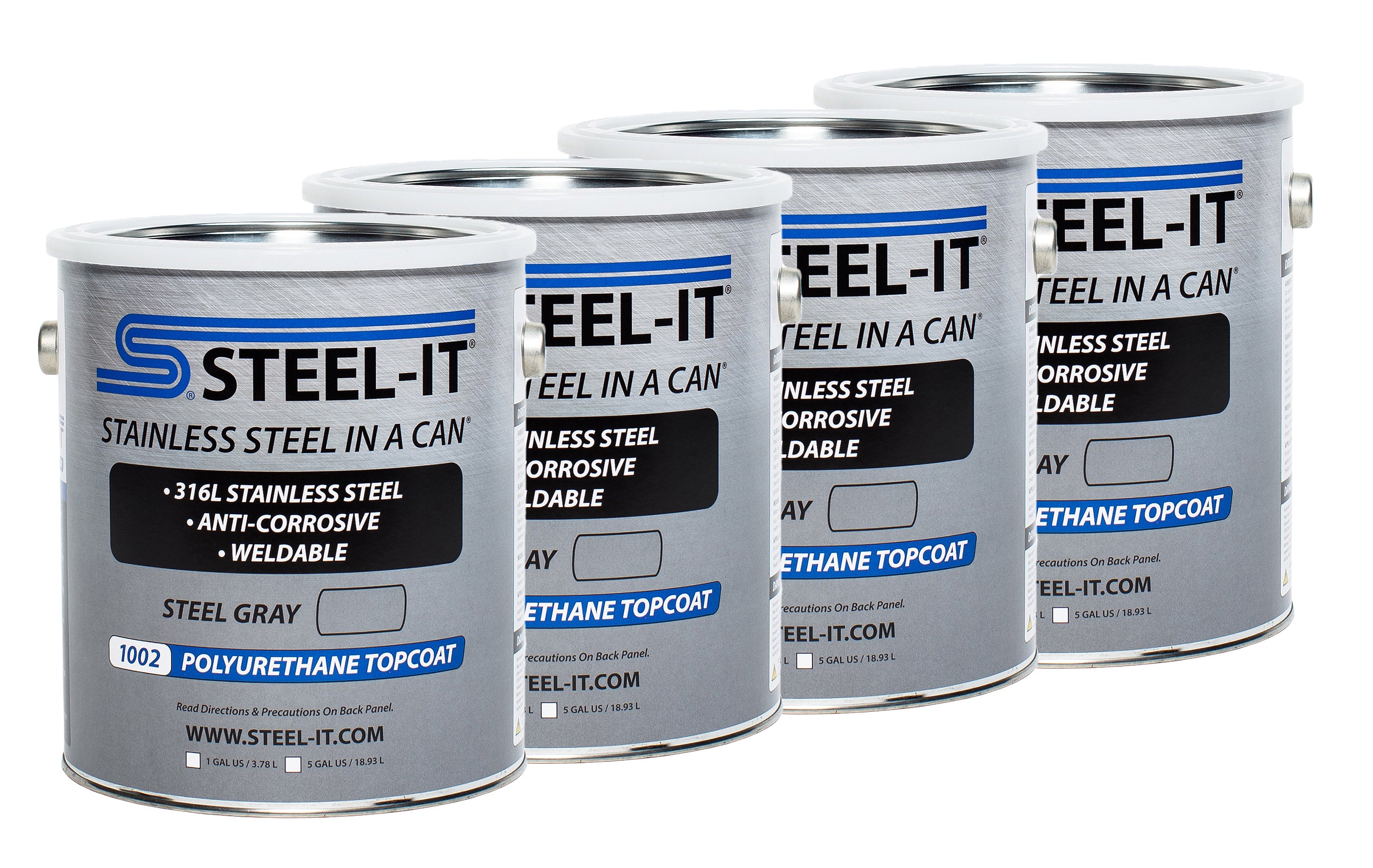 Steel-It Stainless Steel in a Can Urethane - Steel Gray - 1 Gallon Can (Case of 4)