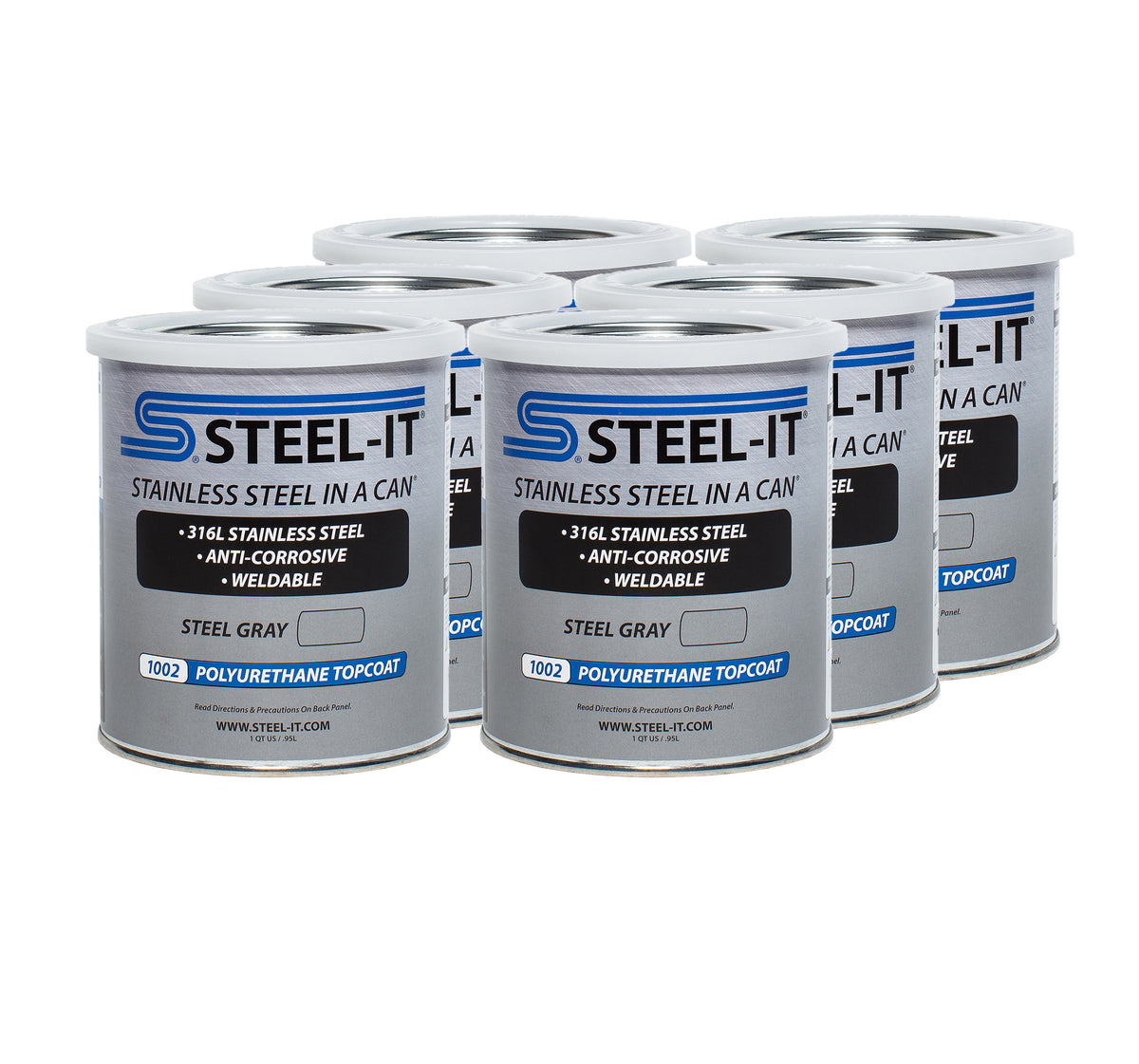 Steel-It Stainless Steel in a Can Urethane - Steel Gray - 1 Qt Can (Case of 6)
