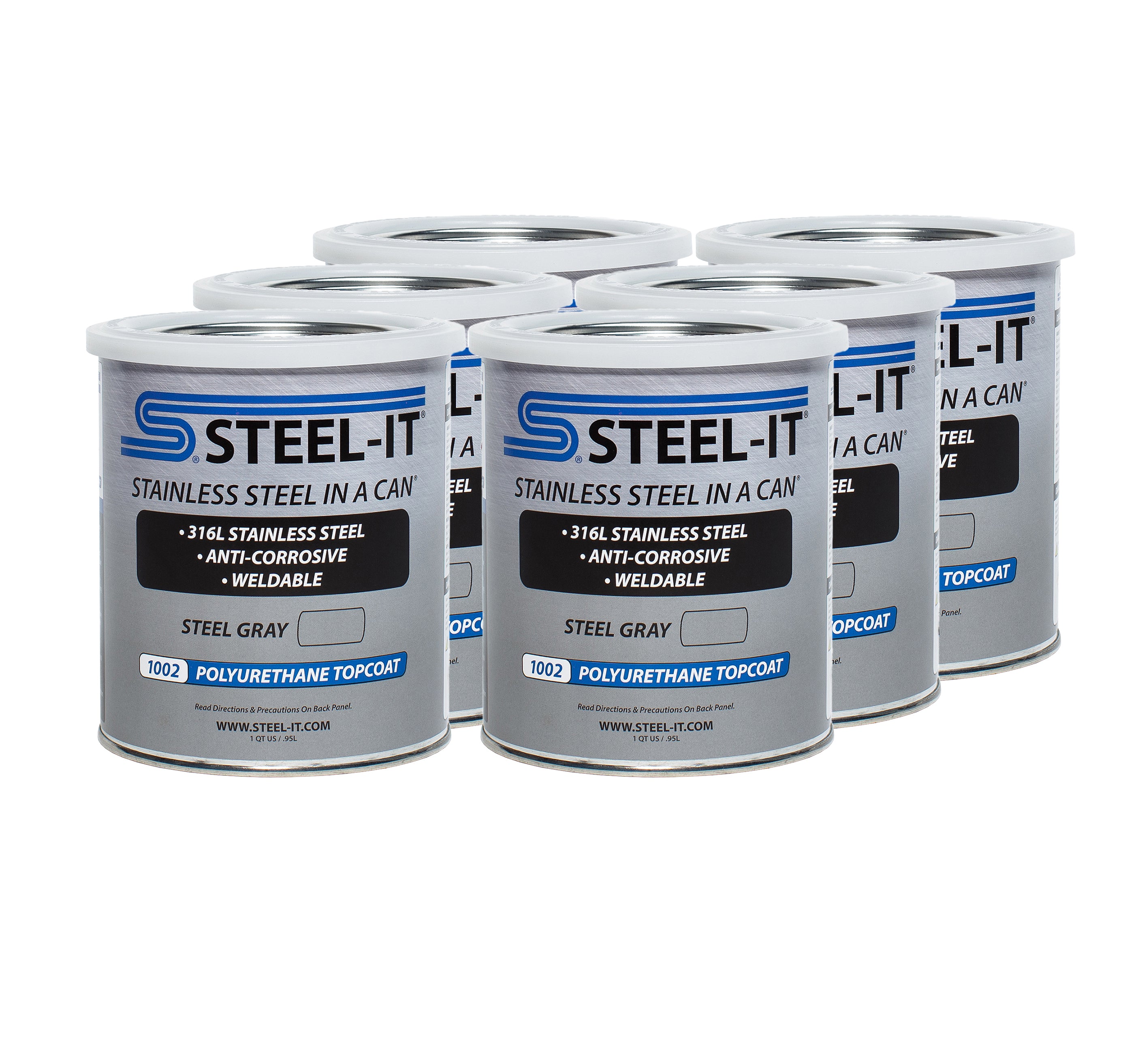Steel-It Stainless Steel in a Can Urethane - Steel Gray - 1 Qt Can (Case of 6)