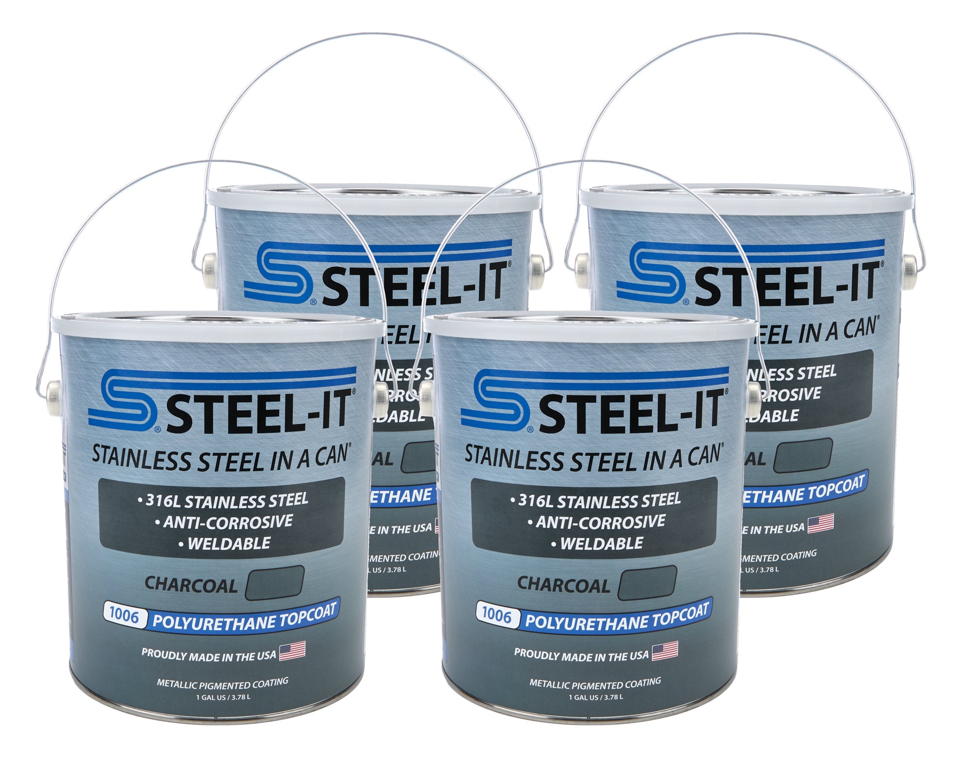 Steel-It Stainless Steel in a Can Urethane - Charcoal - 1 Gallon Can (Case of 4)