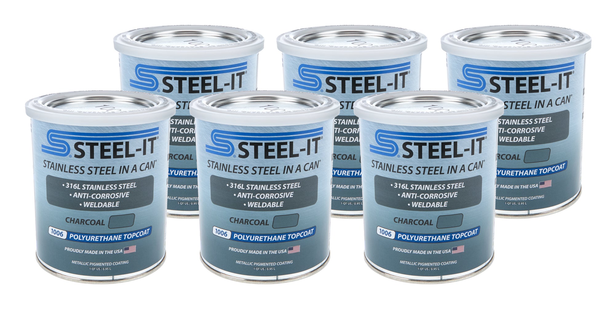 Steel-It Stainless Steel in a Can Urethane - Charcoal - 1 Qt Can (Case of 6)