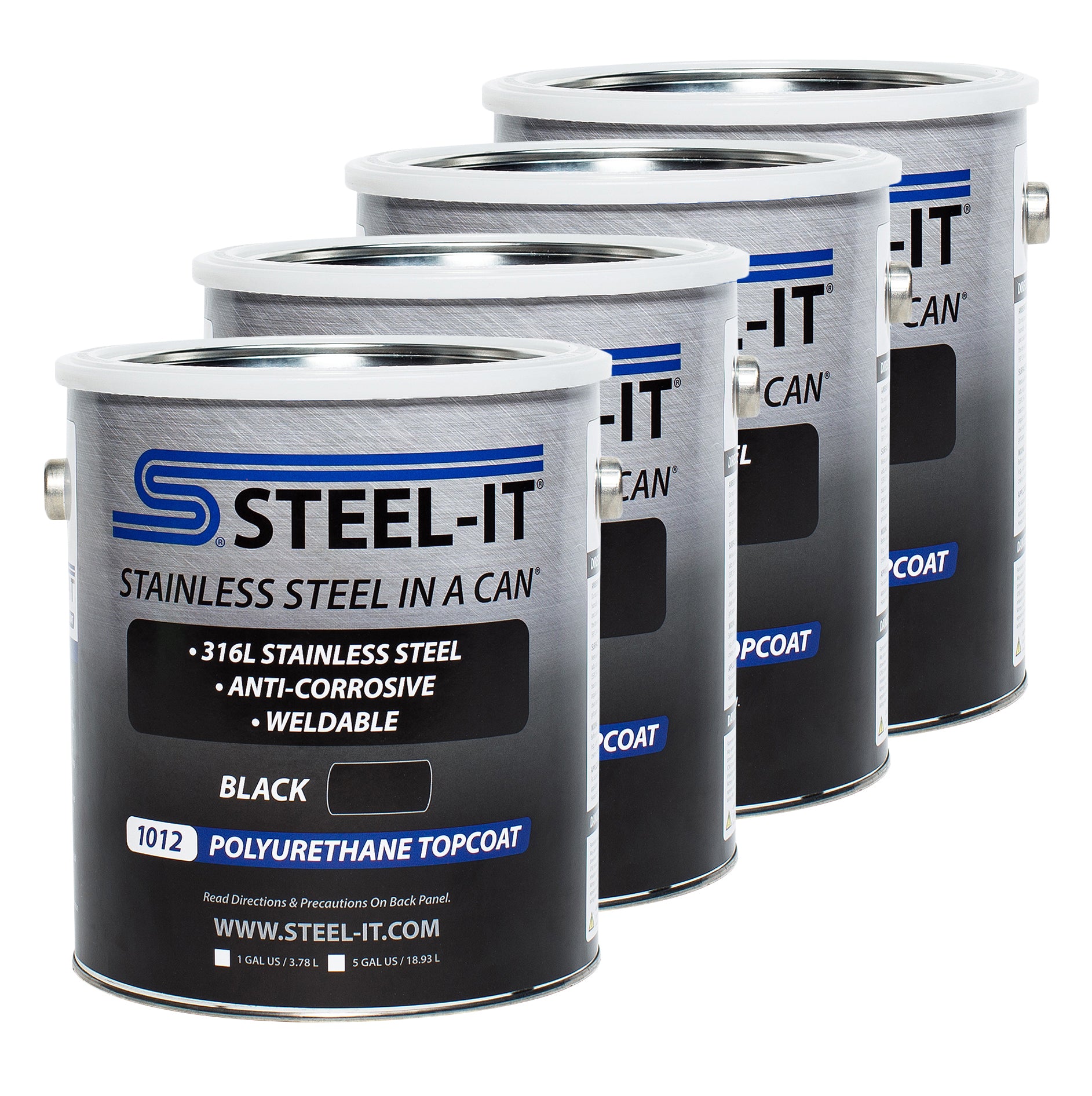 Steel-It Stainless Steel in a Can Urethane - Black - 1 Gallon Can (Case of 4)