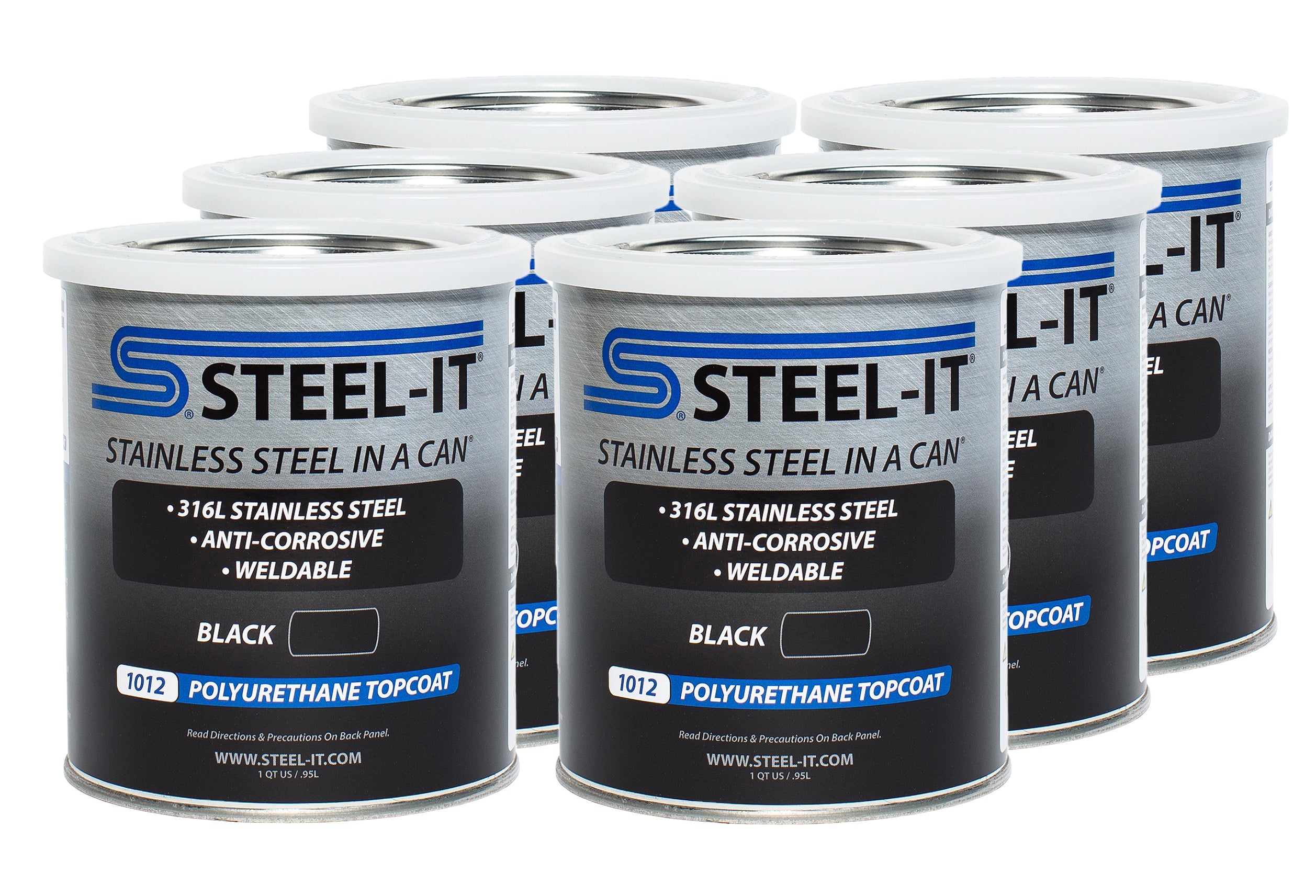Steel-It Stainless Steel in a Can Urethane - Black - 1 Qt Can (Case of 6)