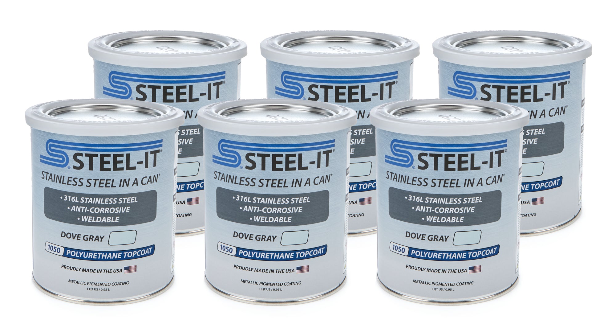 Steel-It Stainless Steel in a Can Polyurethane - Gray - 1 Qt. Can (Case of 6)