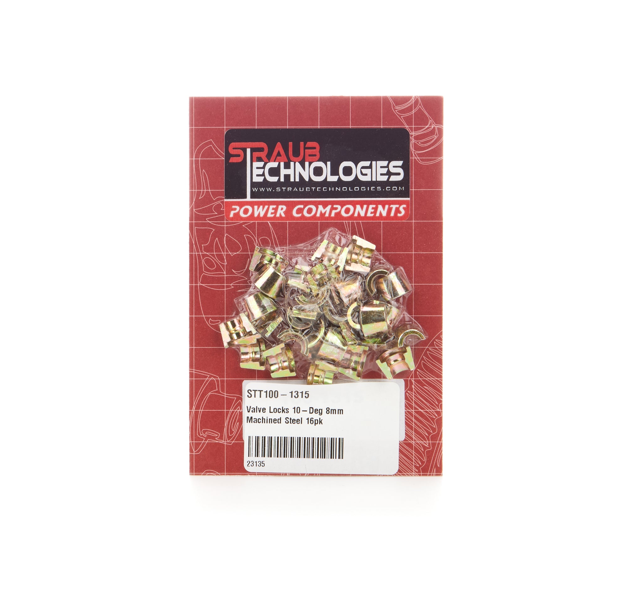 Straub Technologies 10 Degree Valve Lock - 8 mm Valve Stem - Standard Height (Set of 16)