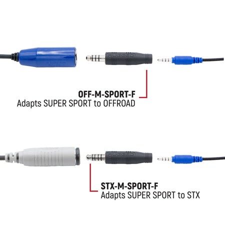 Rugged Radios OFFROAD and STX SUPER SPORT Headset and Helmet Kit Adapter - Adapter for STX Stereo Cables STX-M-SPORT-F