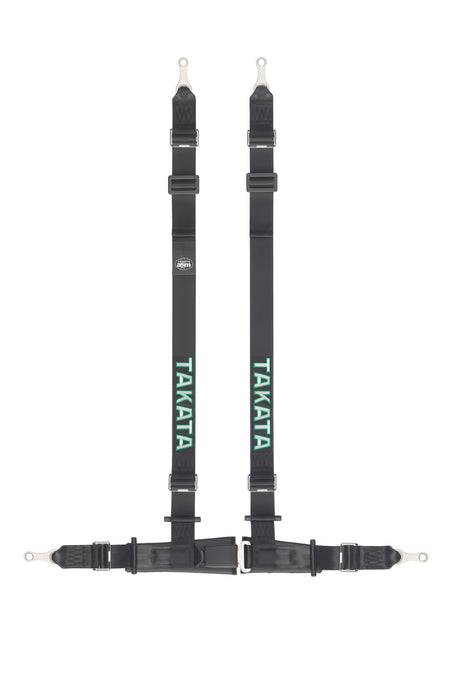 Takata Drift II 4-Point Push Button Harness - Pull Up Adjust - Bolt-In - Black