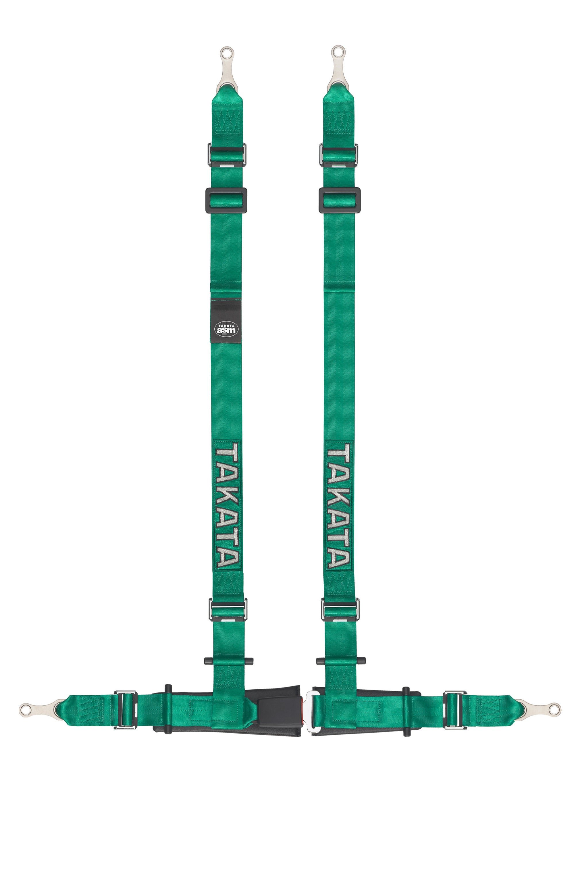 Takata Drift II 4-Point Push Button Harness - Pull Up Adjust - Bolt-In - Green