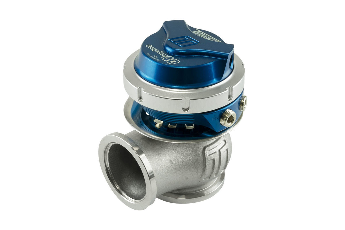 Turbosmart CompGate40 Wastegate - Electronic - 14 psi Spring - 40 mm Diameter - Blue / Clear