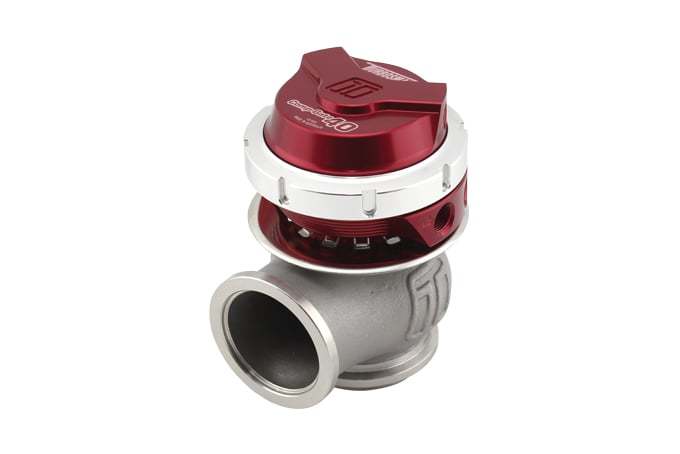 Turbosmart CompGate40 Wastegate - Electronic - 14 psi Spring - 40 mm Diameter - Red / Clear