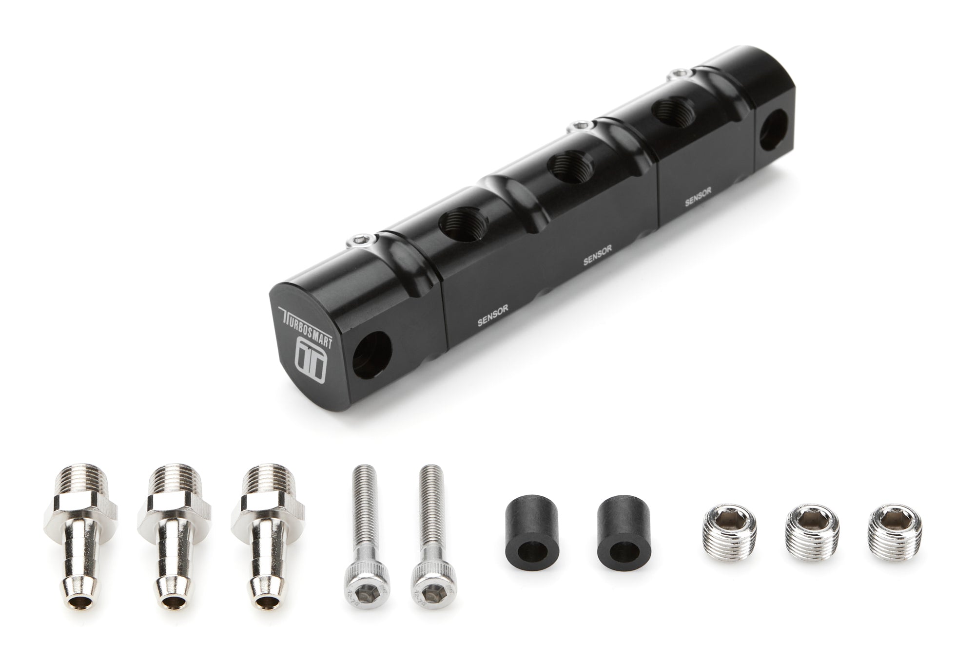Turbosmart 3 Channel Manifold Fitting - Six 1/8 in NPT Female O-Ring Ports - Black