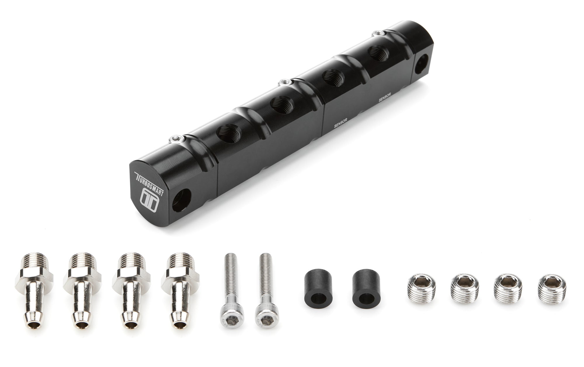 Turbosmart 2 Channel Manifold Fitting - Eight 1/8 in NPT Female O-Ring Ports - Black