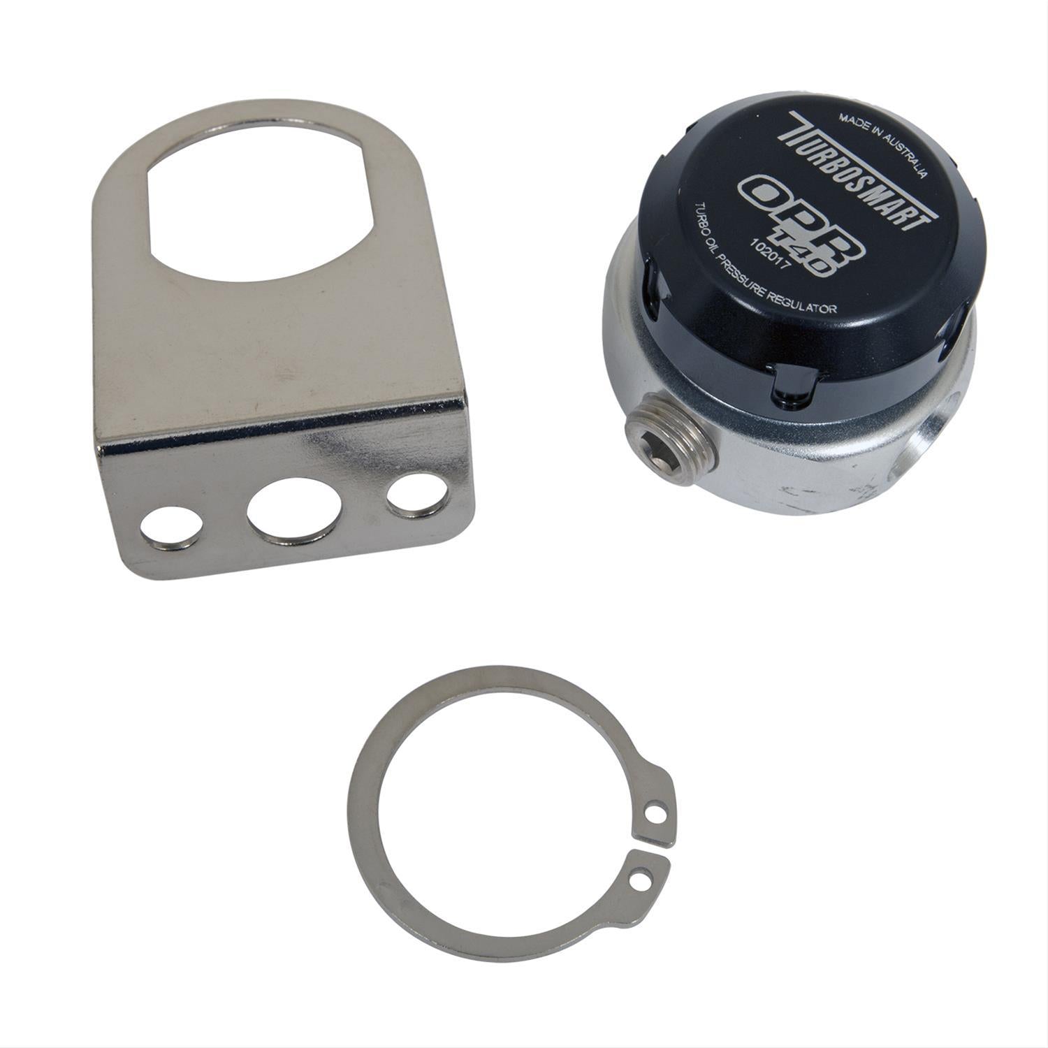 Turbosmart OPRT40 Oil Pressure Regulator - 40 psi - 4 AN Female O-Ring Inlet / Outlet - 1/8 NPT Gauge Port - Black