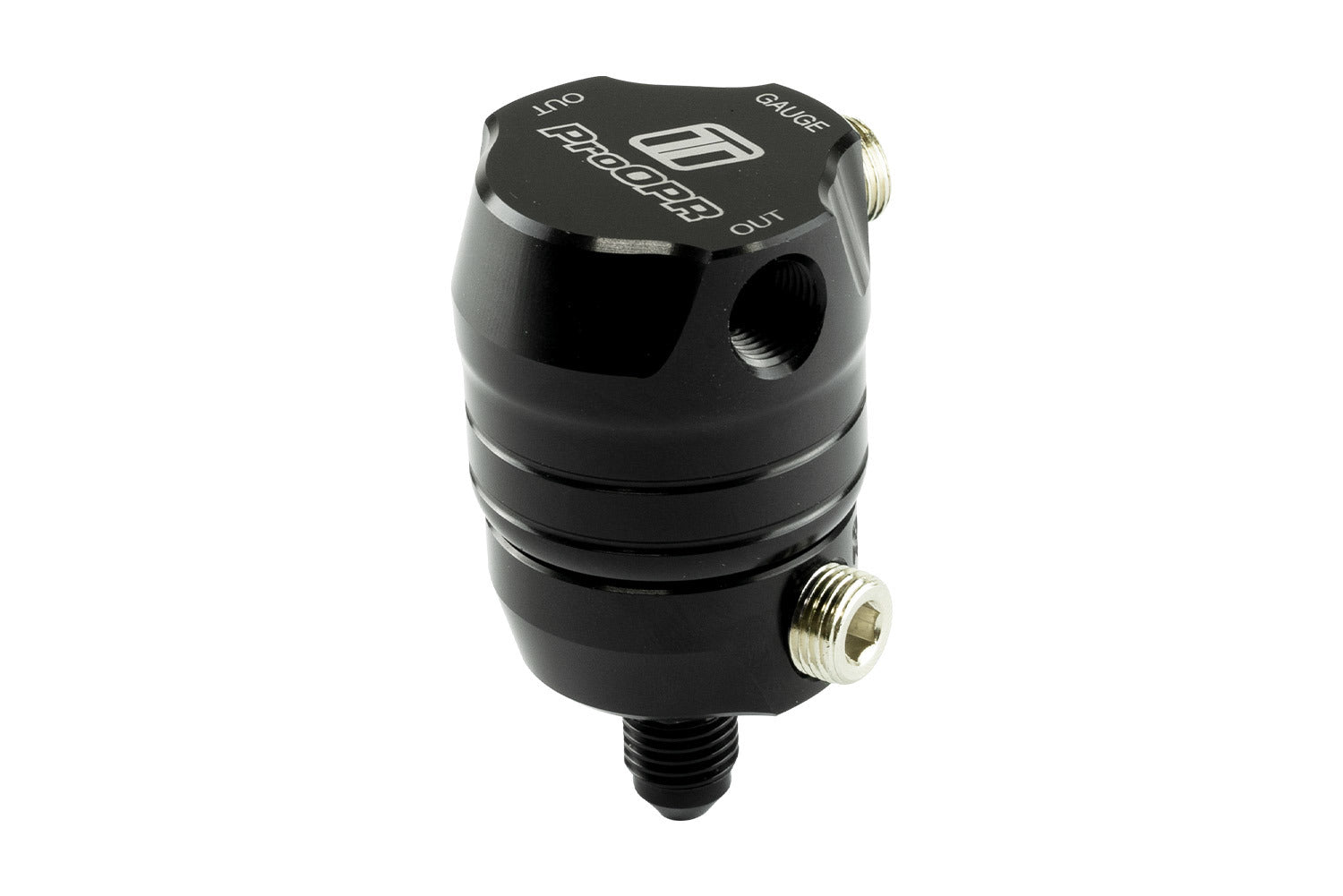 Turbosmart ProOPR Oil Pressure Regulator - 20 psi - 4 AN Male Inlet / Outlet - 1/8 in NPT Gauge Port - Black