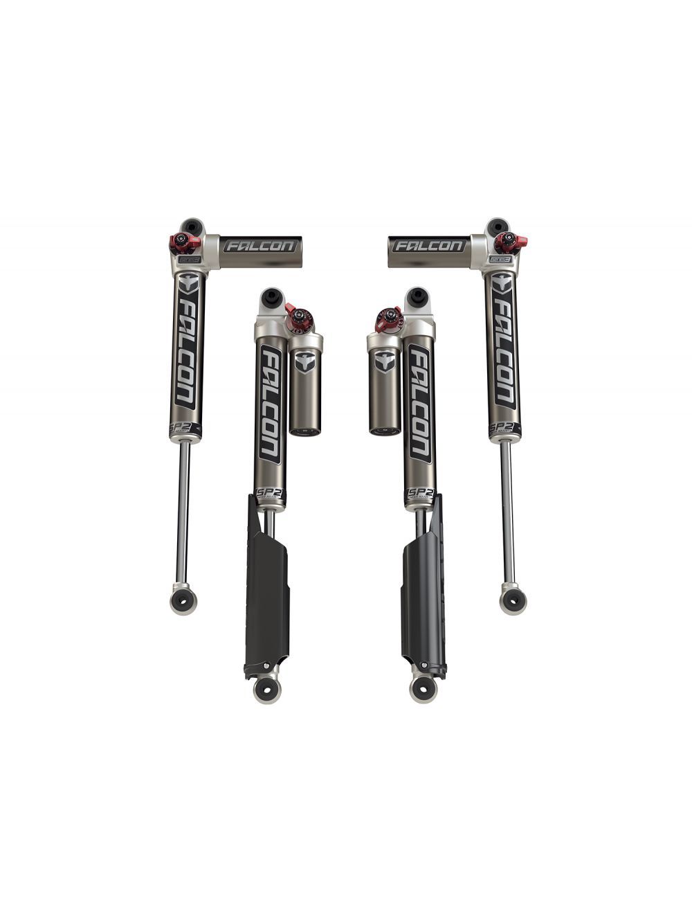 Teraflex Falcon SP2 3.3 Double Adjustable Monotube Aluminum PIggyback Shock Kit - 2.3 in OD - Jeep Wrangler JL 2007-25 11-02-33-400-200