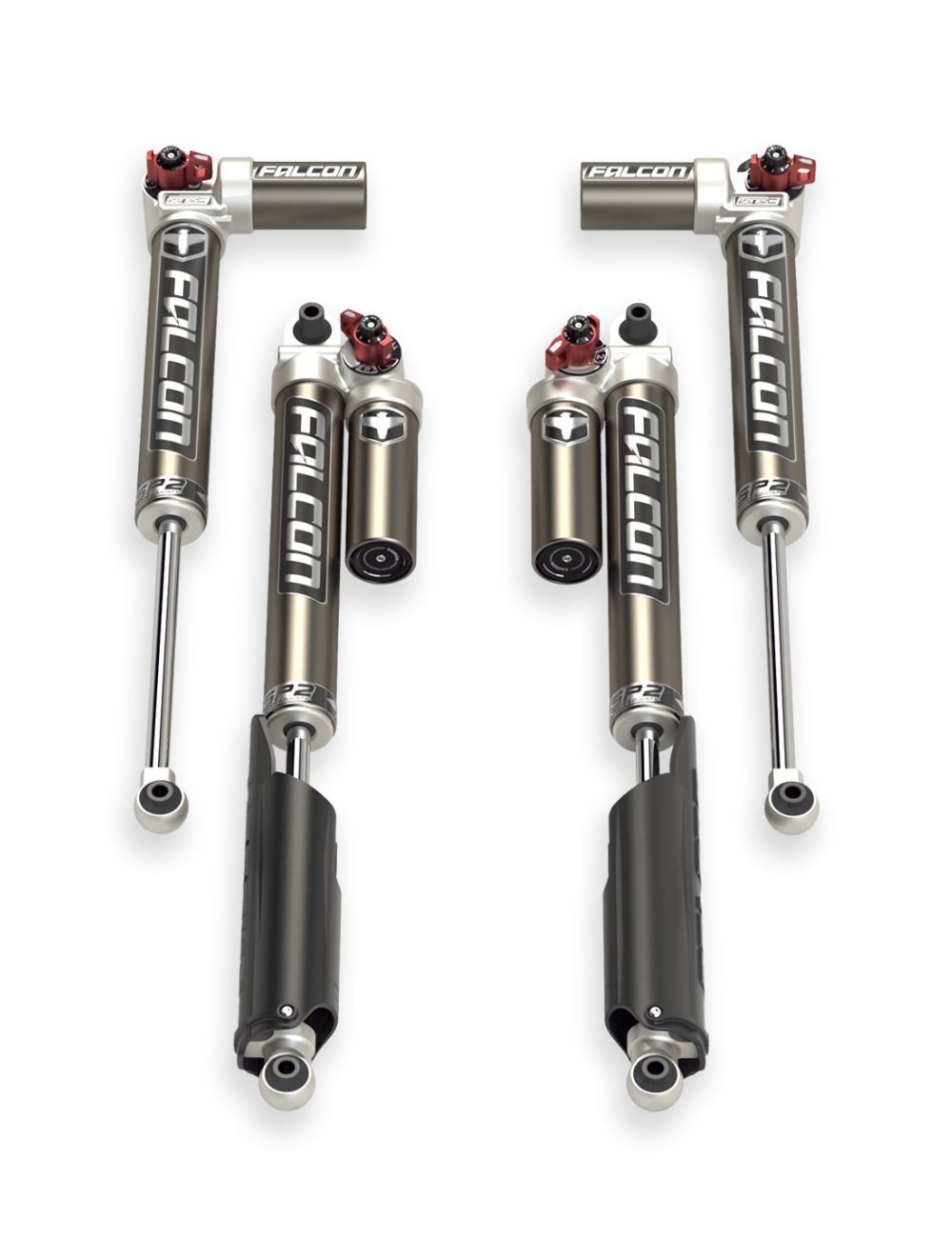 Teraflex Falcon SP2 3.3 Double Adjustable Monotube Aluminum PIggyback Shock Kit - 2.3 in OD - Jeep Wrangler JL 2007-25 11-02-33-400-202