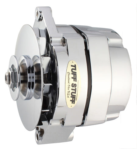 Tuff-Stuff Alternator -12V - 140 amp - 1-Wire - Single V-Belt Pulley - Chrome
