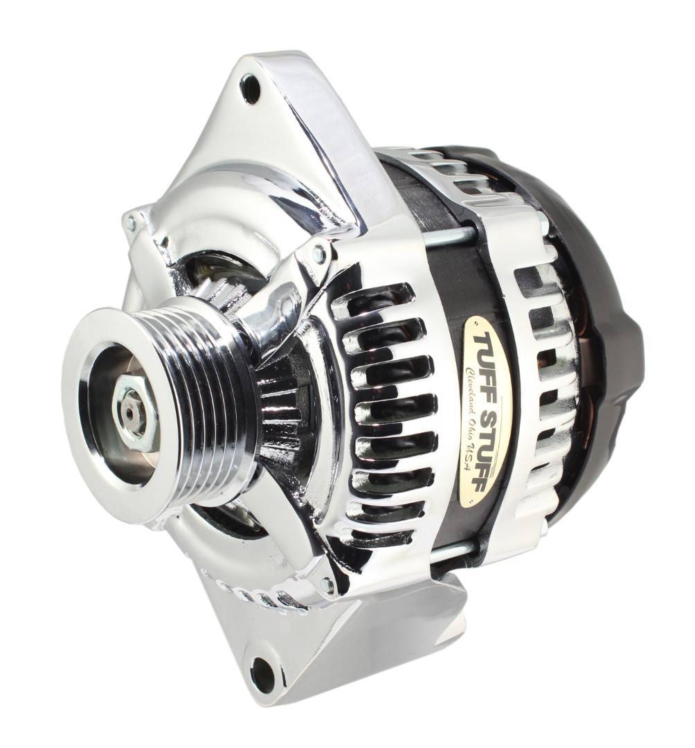 Tuff-Stuff 225 MAX AMP 1-Wire Alternator w/ 6-Rib Serpentine Pulley - Chrome - Ford