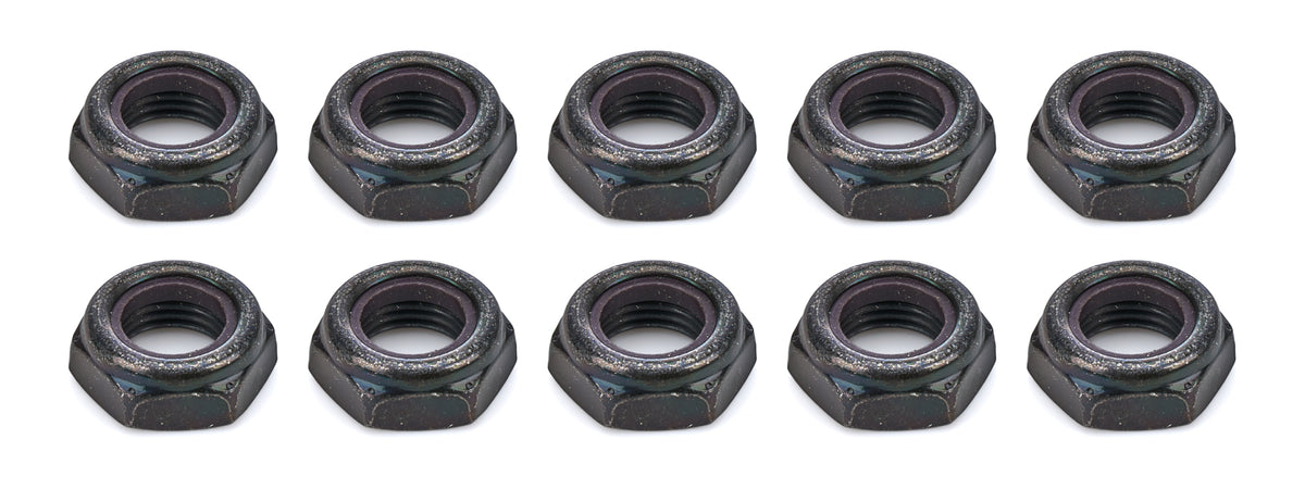 Ti22 Locking Half Nut - 1/2-20 in Thread - Hex Head - Nylon Insert - Black Oxide (Set of 10)