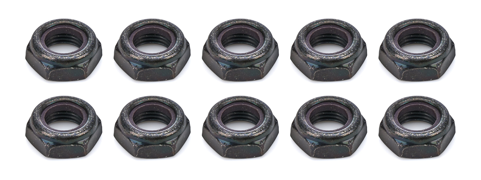 Ti22 Locking Half Nut - 1/2-20 in Thread - Hex Head - Nylon Insert - Black Oxide (Set of 10)