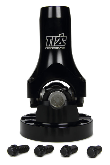 Ti22 Heavy Duty Aluminum U-Joint Assembly  - 16 Spline to 4-Bolt Flange - Black - Small Block Chevy / Mopar