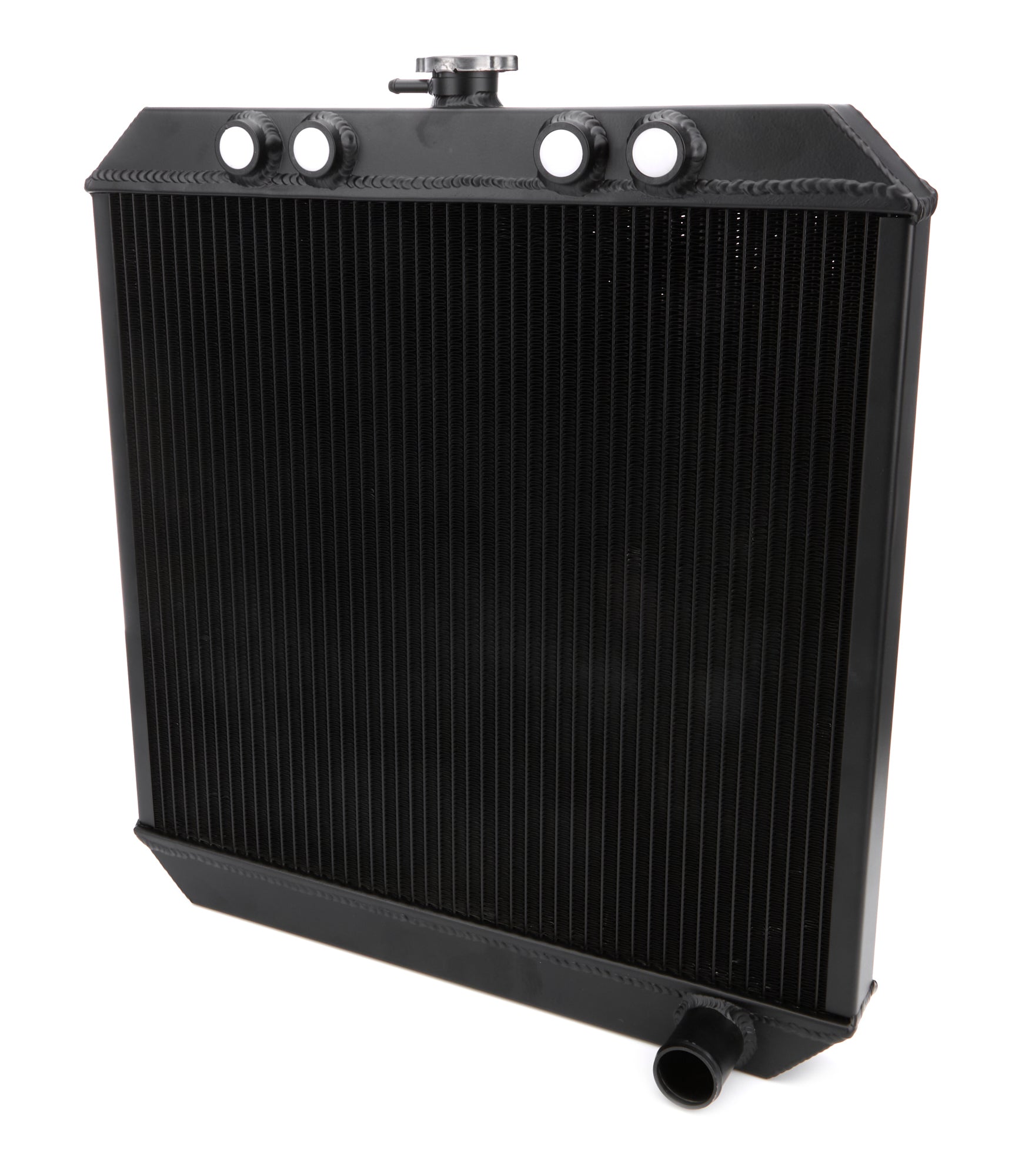 Ti22 Sprint Car Aluminum Dual Pass Radiator - 20 in W x 21.25 in H x 2 in D - Right Side Inlet / Outlet - Black
