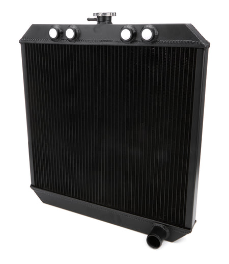 Ti22 Sprint Car Aluminum Dual Pass Radiator - 20 in W x 21.25 in H x 2 in D - Right Side Inlet / Outlet - Black