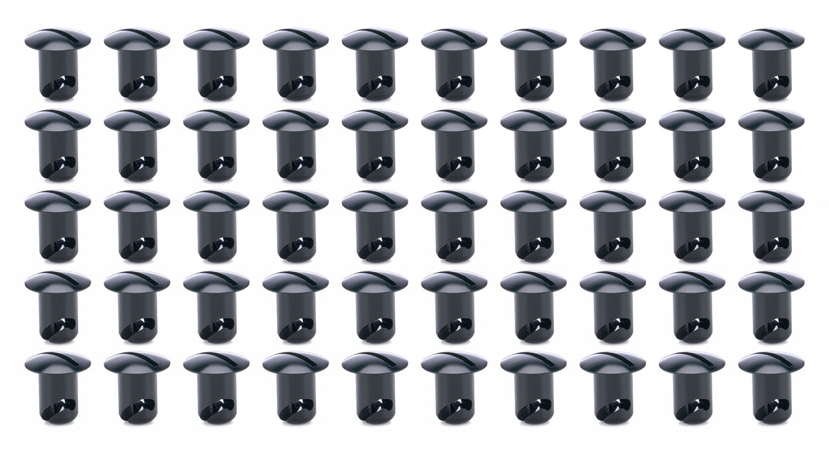 Ti22 Oval Head Aluminum Quick Turn Fastener - Slotted - 7/16 x 0.450 in Body - Black (Set of 50)