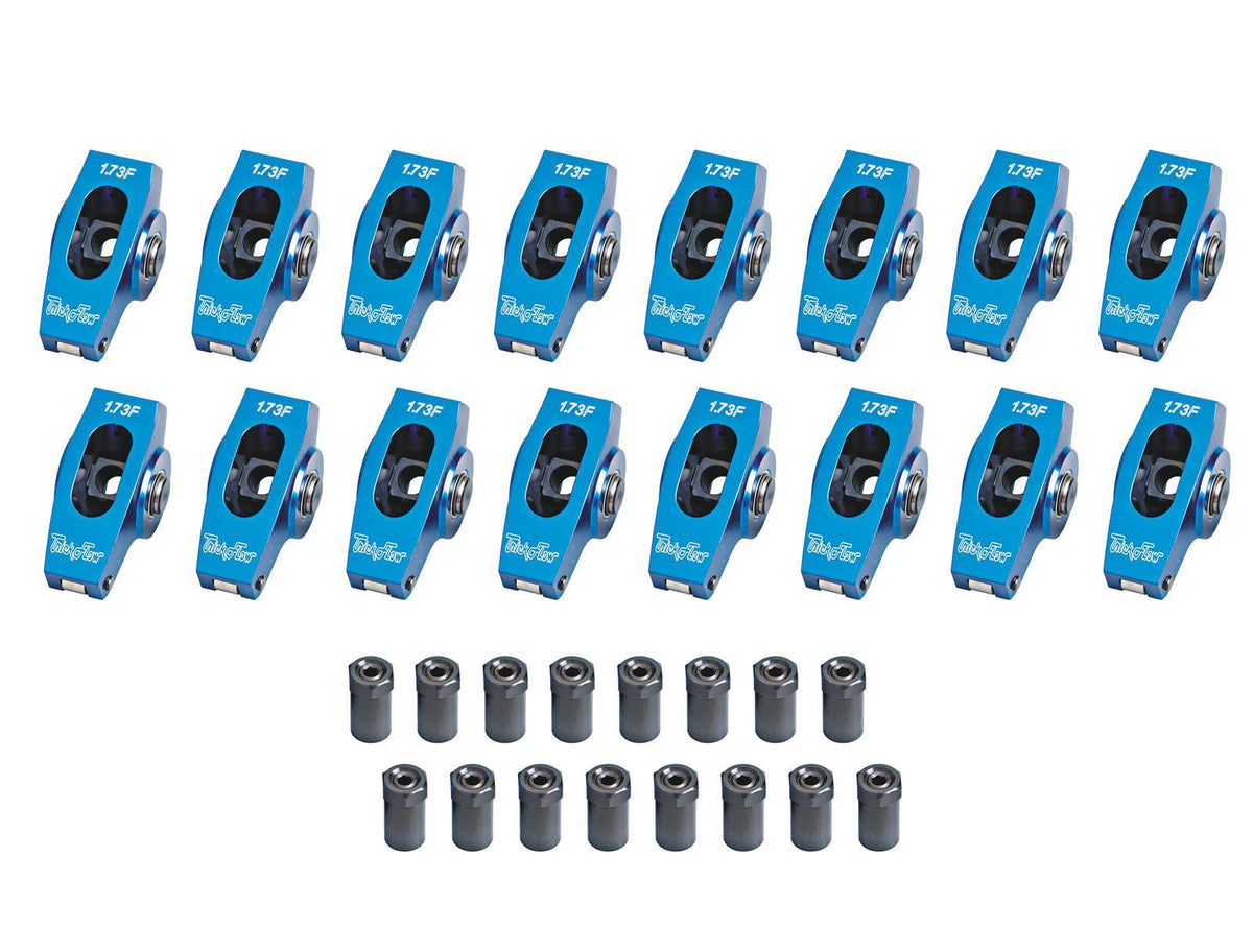 Trick Flow Aluminum Roller Rocker Arm - 7/16 in Stud - 1.73 Ratio - Blue - Big Block Ford (Set of 16)
